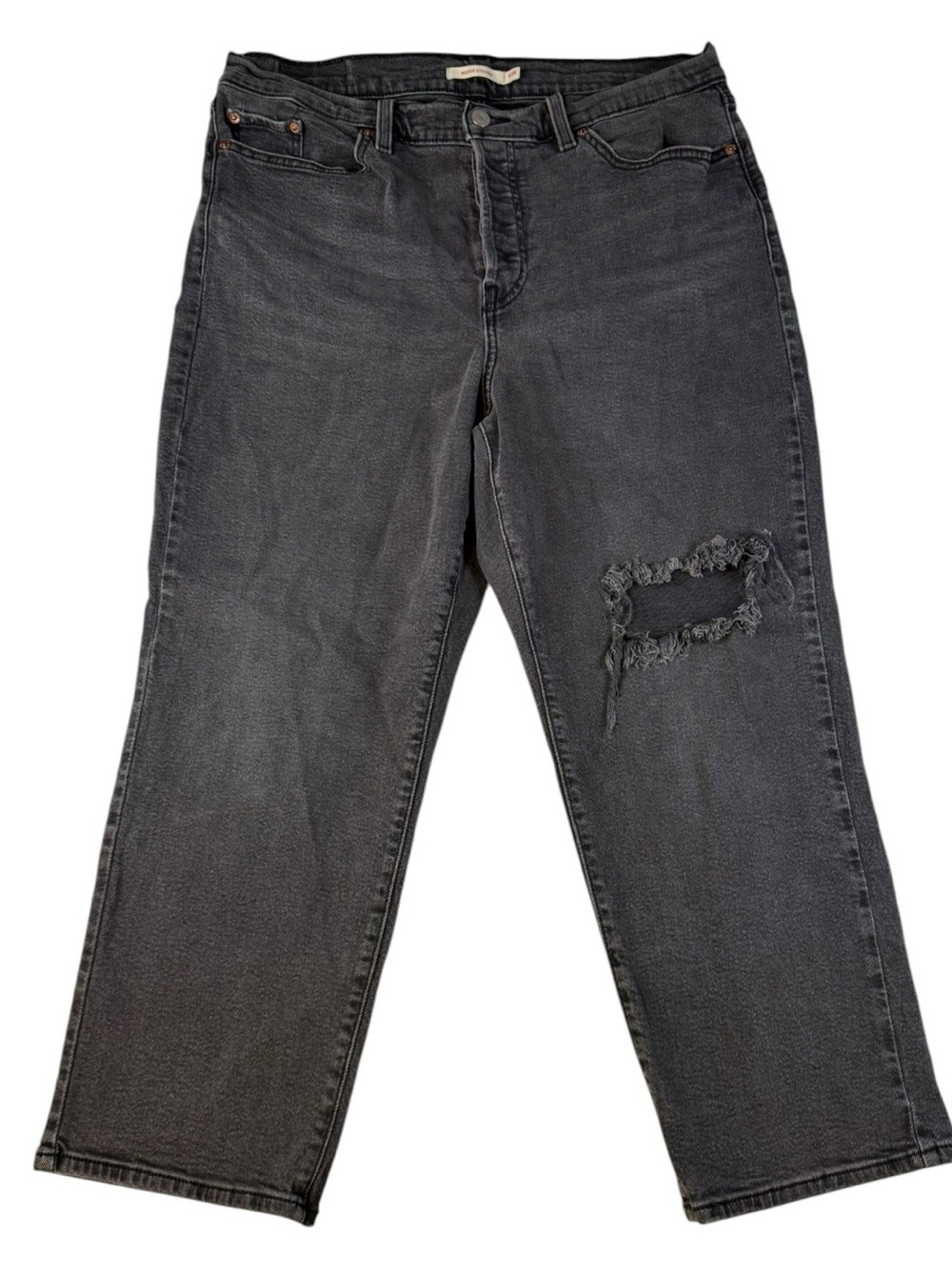 Levi’s Wedgie Straight Jeans Women’s 16W Black Distressed High Rise Stretch